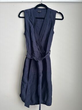 INTERMIX Sleeveless Wrap Dress in Navy